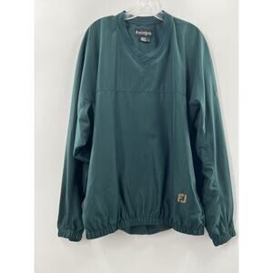 FootJoy Men’s Long Sleeve V Neck Lined Pullover Hunter Green Pockets Size Large